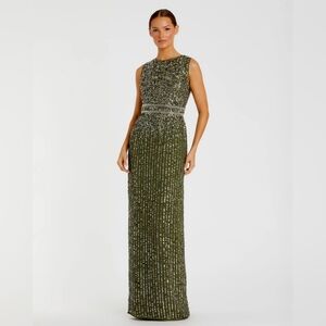 Elegant Olive Green Sleeveless Dress